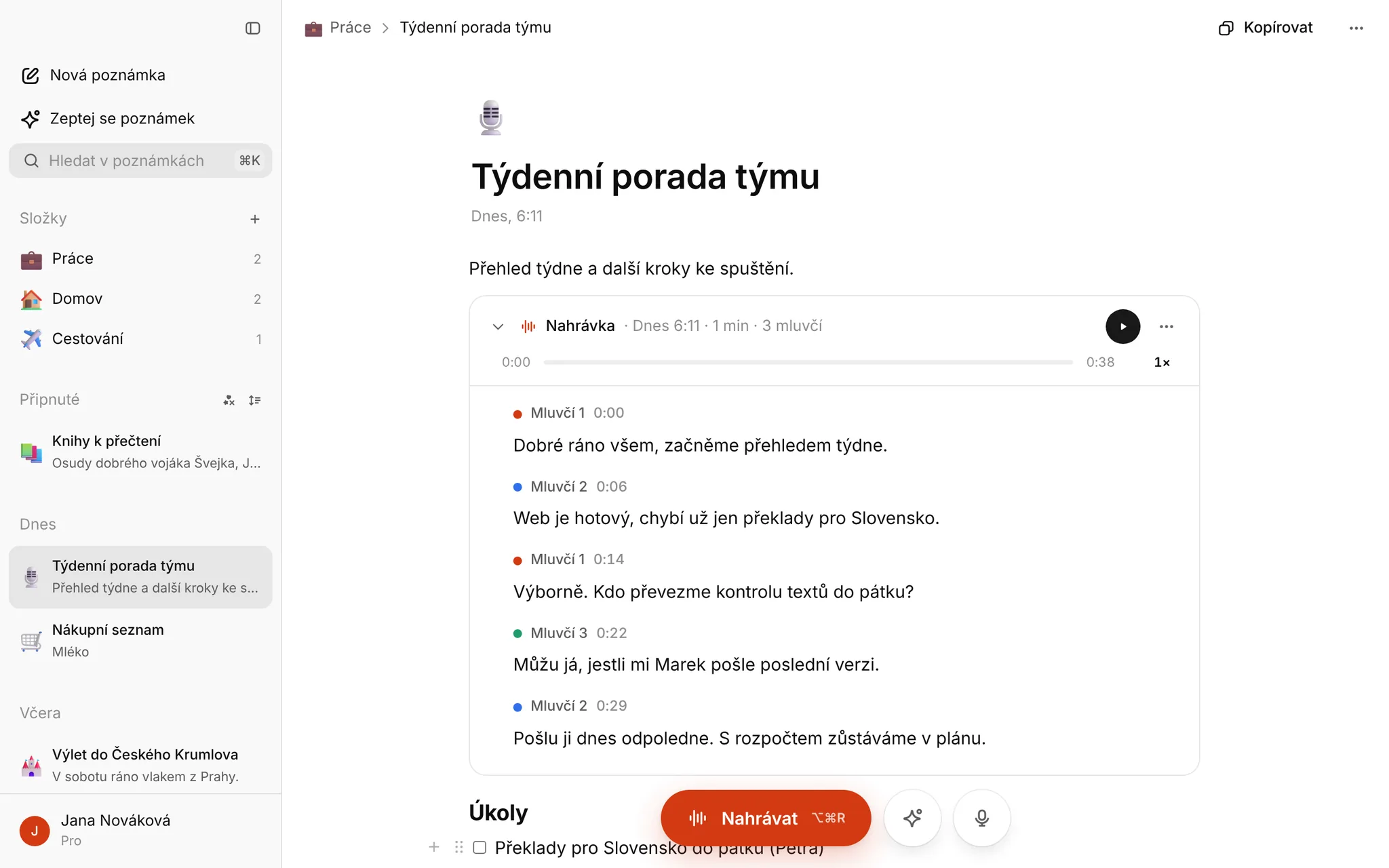 Poznámky, které umí i nahrávat a přepisovat